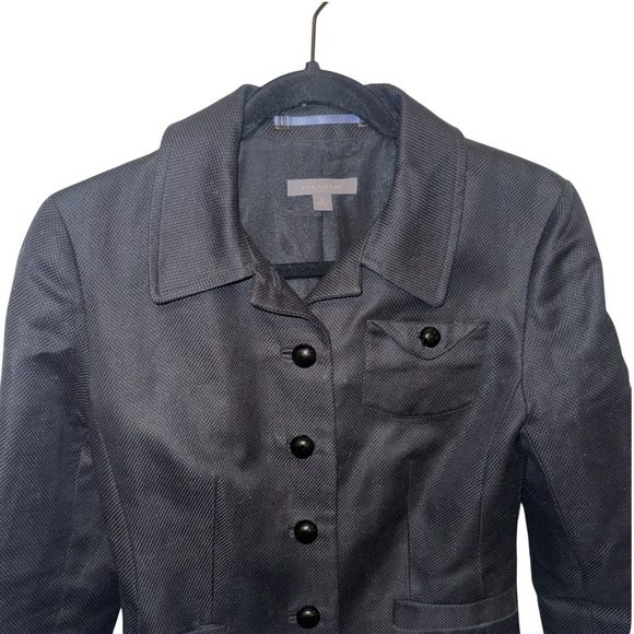 Ann Taylor Black Linen Blend Button-Front Blazer Sz 2 Crop Career Officecore - Picture 5 of 12